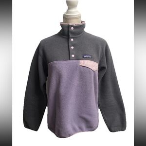 Patagonia Lightweight Synchilla Snap-T Pullover Sweater Women Small Gray Purple